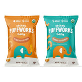 Puffworks front packaging showing variety pack and organic seal for reassurance