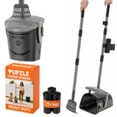 Pupzle front packaging showing scooper and included bags for quick setup