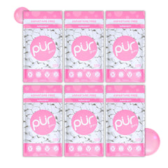 PUR Gum front packaging showing bubblegum flavor and 6x55 count, convenient bulk supply