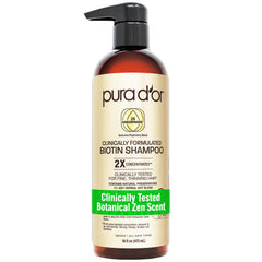 PURA D'OR front bottle showing label and benefits clearly