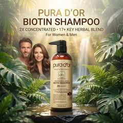PURA D'OR pump and label close-up highlighting active ingredients