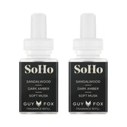 Pura x GUY FOX SoHo pack frontal mostrando dos recargas y diseño limpio