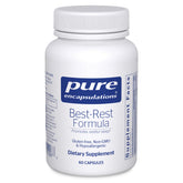 Pure Encapsulations Best‑Rest Formula frasco frontal mostrando 60 cápsulas, claridad en ingredientes