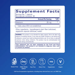 Pure Encapsulations etiqueta con información de 20 mg y beneficios