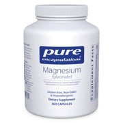 Pure Encapsulations frasco de magnesio glicinato 360 cápsulas, presentación clara y duradera