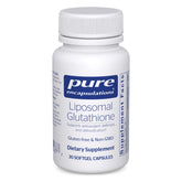 Pure Encapsulations front packaging showing the liposomal glutathione bottle and clear label benefits
