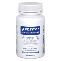 Pure Encapsulations frasco frontal limpieza y pureza visible