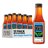 Pure Leaf front packaging showing twelve 18.5 fl oz bottles and convenience