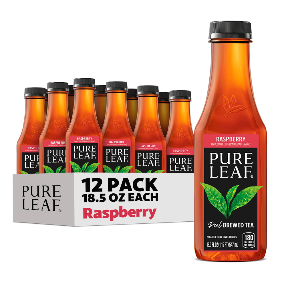 Pure Leaf vista frontal de la botella mostrando etiqueta y tamaño conveniente