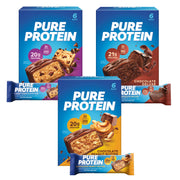 Pure Protein caja frontal mostrando las 18 barras y conveniencia pronta