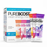 Pureboost front packaging showing 30-count combo and clean-energy benefits