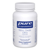Pure Encapsulations bote frontal mostrando Nitric Oxide Ultra y sus beneficios