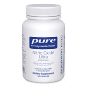 Pure Encapsulations bote frontal mostrando Nitric Oxide Ultra y sus beneficios
