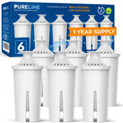 PURELINE pack de seis filtros frente mostrando compatibilidad y ahorro