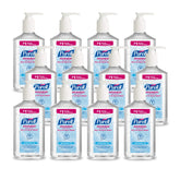 Purell botella frontal con dosificador mostrando presentación y facilidad de uso