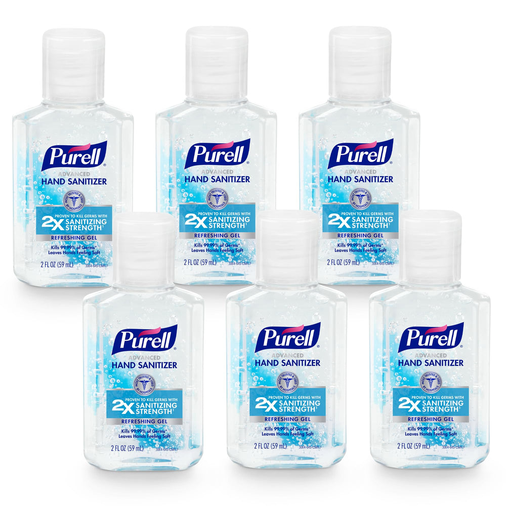Purell botella frontal de viaje mostrando diseño compacto y conveniencia