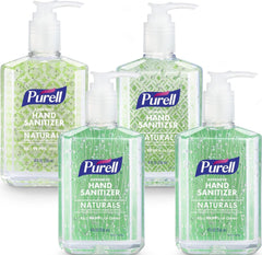 Purell Naturals front pump bottle showing label and design, Purell gentle protection