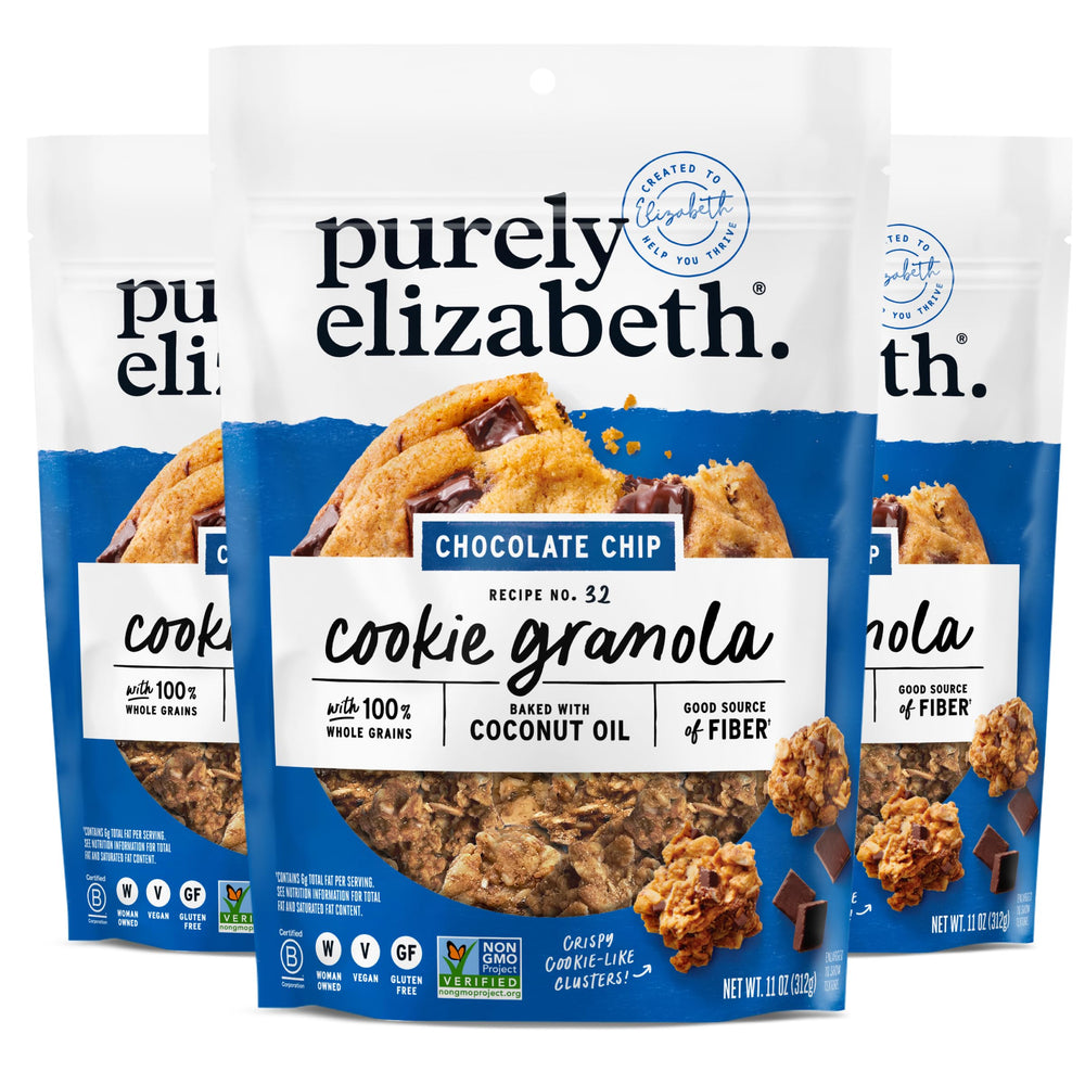 Purely Elizabeth frente del paquete mostrando diseño y tamaño práctico