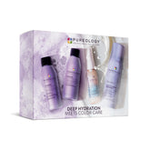 Pureology hydrate kit front packaging showing full travel set benefits and portability