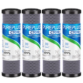 PUREPLUS front view of 4-pack packaging showing replacement cartridges and benefits