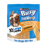 Purina Busy envase frontal mostrando la bolsa y beneficio conveniencia