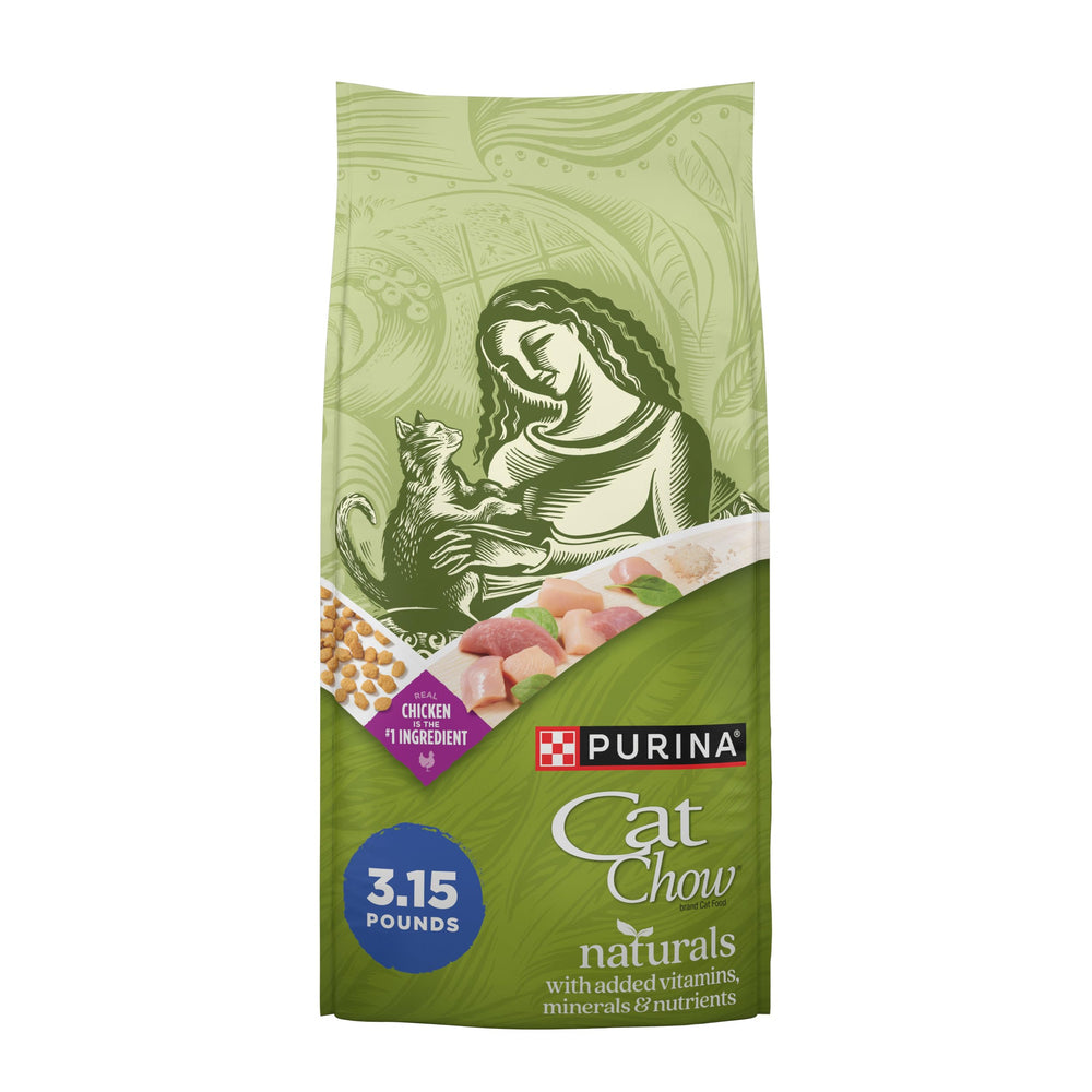 Purina Cat Chow front packaging showing product and benefits