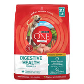 Purina ONE front packaging showing chicken image and digestive health benefits