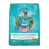 Purina ONE 16 lb bag front view showing product branding and size benefit