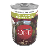 Purina ONE front can showing label and clear benefit of balanced nutrition