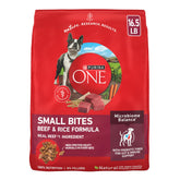 Purina ONE front of bag showing beef formula and branding benefits