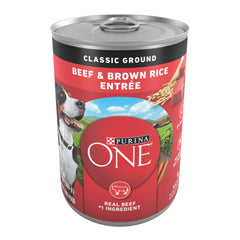 Purina ONE lata frente mostrando etiqueta y beneficios nutricionales