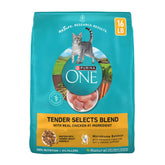 Purina ONE front packaging showing 16 lb bag and key benefits
