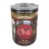 Purina ONE front packaging showing turkey and venison, clear nutrition benefits