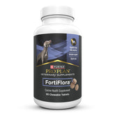 Purina Pro Plan FortiFlora front canister showing label and benefits
