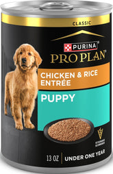 Purina Pro Plan front can showing chicken and rice image and clear branding for easy selection