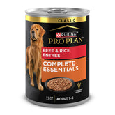 Purina Pro Plan front packaging showing beef and rice pate benefits