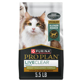 Purina Pro Plan paquete frontal mostrando fórmula LiveClear y control de peso