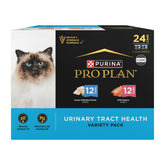 Purina Pro Plan pack frontal mostrando latas y beneficio variedad