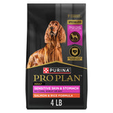 Purina Pro Plan frente de la bolsa mostrando fórmula salmón y beneficios claros