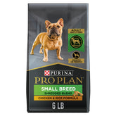 Purina Pro Plan empaque frontal mostrando 6 lb y fórmula para razas pequeñas