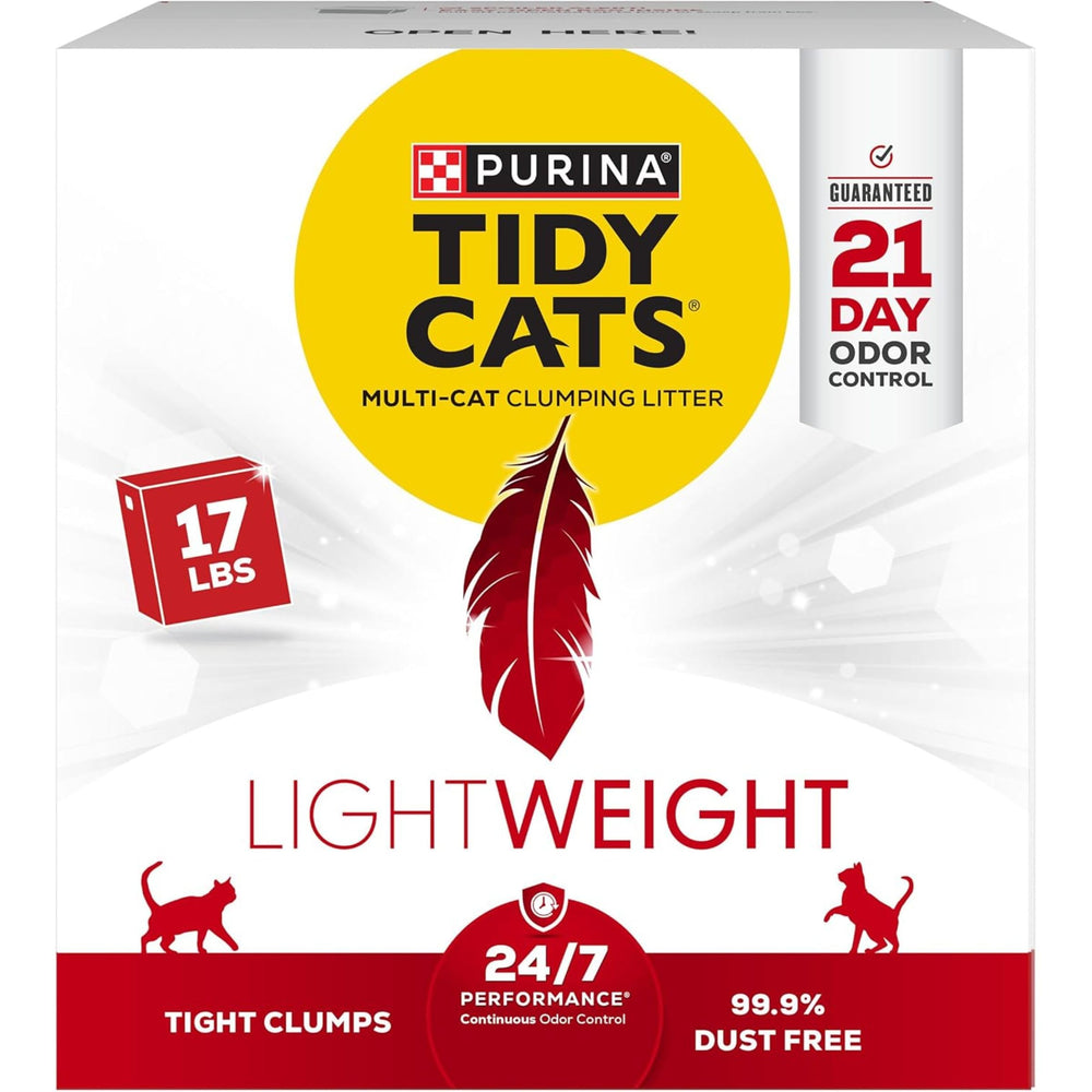 Purina Tidy Cats vista frontal del empaque mostrando información clave y ventaja ligera