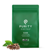PURITY COFFEE front packaging showing label and organic badges, highlights freshness