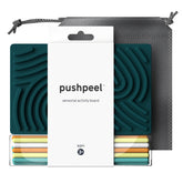 Pushpeel tablero frontal mostrando burbujas y puentes para calma táctil
