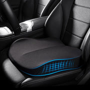 Putniu booster front view showing wedge shape and black cover for improved posture