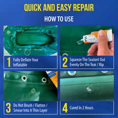 PVC Stitch aplicación de AquaPro en balsa inflable, sellado impermeable