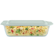 Pyrex fuente profunda vista frontal con gran capacidad para hornear
