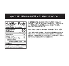 Q MIXERS etiqueta legible con lista de ingredientes naturales