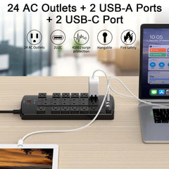 QINLIANF primer plano de puertos USB y USB-C para carga rápida segura