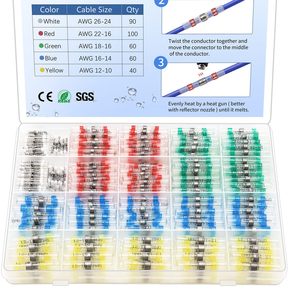 Qizpcer empaque frontal con 350 conectores impermeables y ordenados