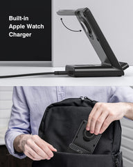 QKXC iPhone en posición vertical carga y permite Face ID sin cables